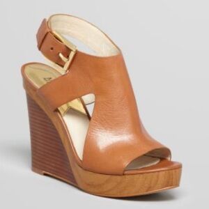 Michael Michael Kors Josephine Wedge Platform Sandals, Luggage, Size 8.5